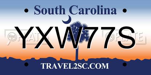 YXW77S South Carolina License Plate