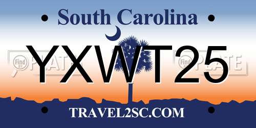 YXWT25 South Carolina License Plate