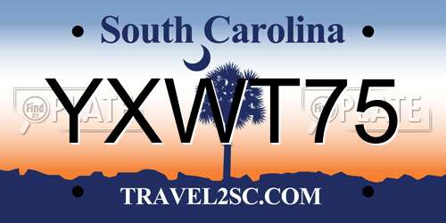 YXWT75 South Carolina License Plate