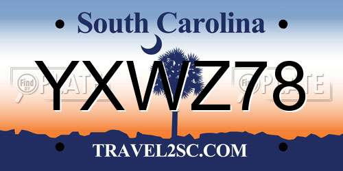 YXWZ78 South Carolina License Plate