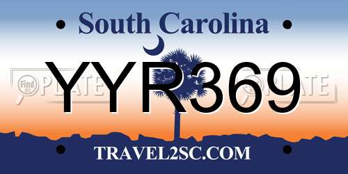 YYR369 South Carolina License Plate