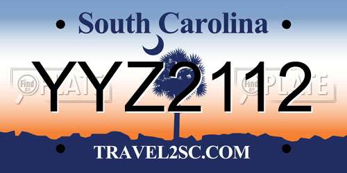 YYZ2112 South Carolina License Plate
