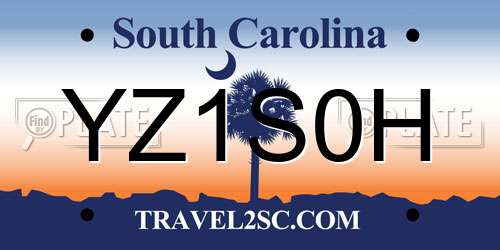 YZ1S0H South Carolina License Plate