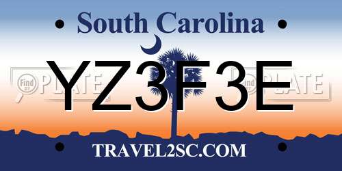 YZ3F3E South Carolina License Plate