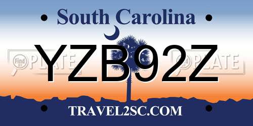 YZB92Z South Carolina License Plate
