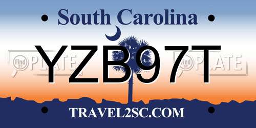 YZB97T South Carolina License Plate
