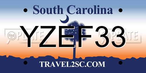 YZEF33 South Carolina License Plate