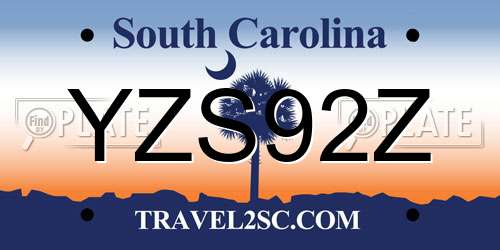 YZS92Z South Carolina License Plate