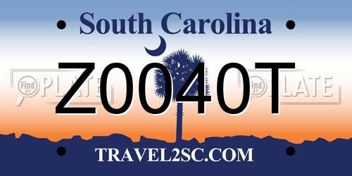 Z0040T South Carolina License Plate