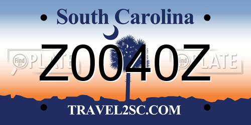 Z0040Z South Carolina License Plate