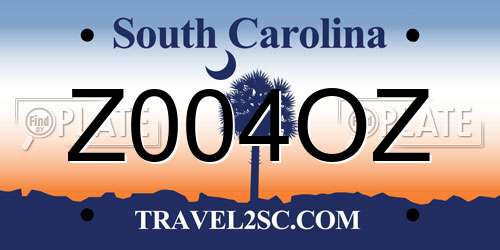 Z004OZ South Carolina License Plate
