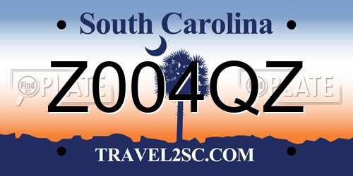 Z004QZ South Carolina License Plate