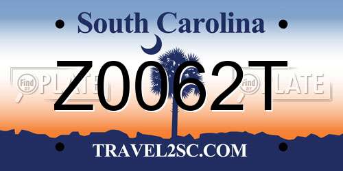 Z0062T South Carolina License Plate