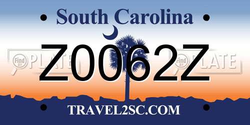 Z0062Z South Carolina License Plate