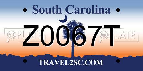 Z0067T South Carolina License Plate