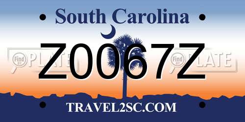 Z0067Z South Carolina License Plate