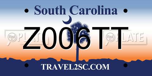 Z006TT South Carolina License Plate