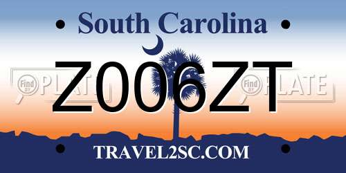 Z006ZT South Carolina License Plate