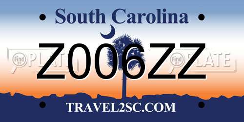 Z006ZZ South Carolina License Plate
