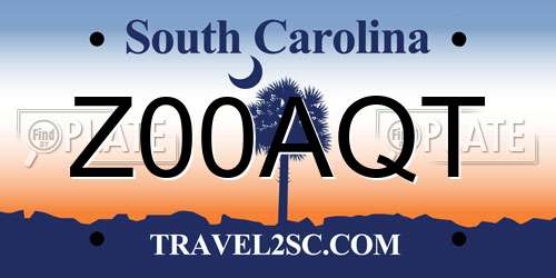 Z00AQT South Carolina License Plate