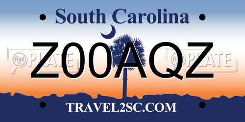 Z00AQZ South Carolina License Plate