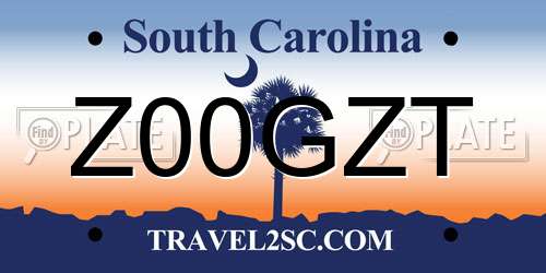 Z00GZT South Carolina License Plate