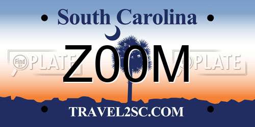 Z00M South Carolina License Plate