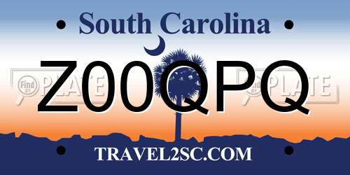 Z00QPQ South Carolina License Plate