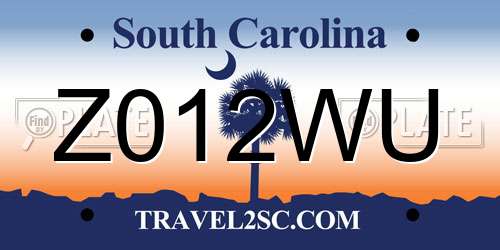 Z012WU South Carolina License Plate