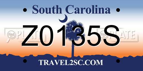 Z0135S South Carolina License Plate