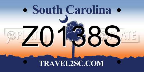 Z0138S South Carolina License Plate