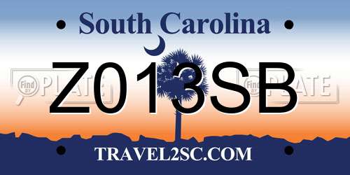 Z013SB South Carolina License Plate