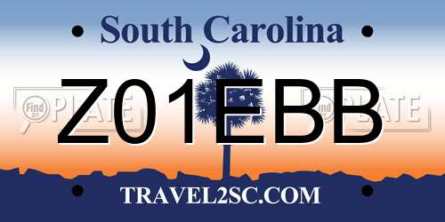 Z01EBB South Carolina License Plate