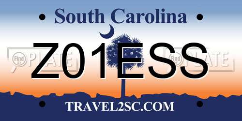 Z01ESS South Carolina License Plate