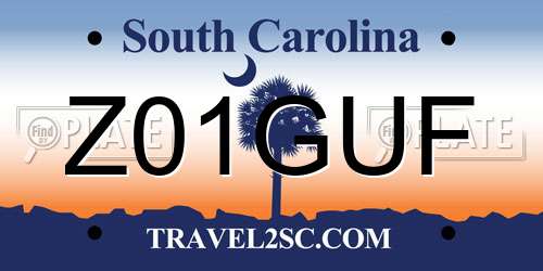 Z01GUF South Carolina License Plate