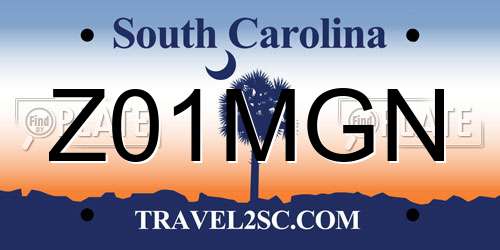 Z01MGN South Carolina License Plate