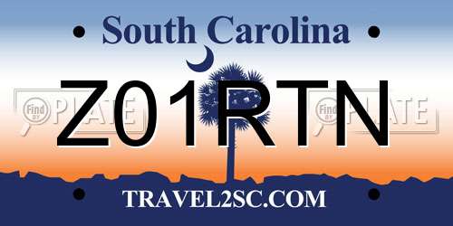 Z01RTN South Carolina License Plate