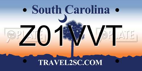 Z01VVT South Carolina License Plate