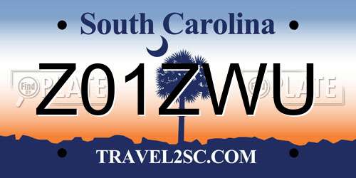 Z01ZWU South Carolina License Plate