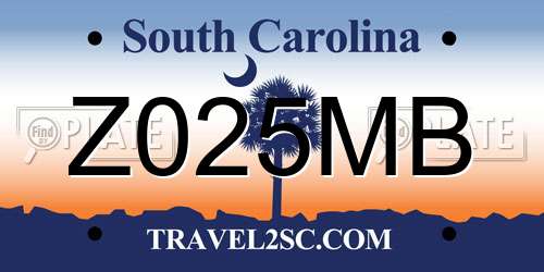 Z025MB South Carolina License Plate