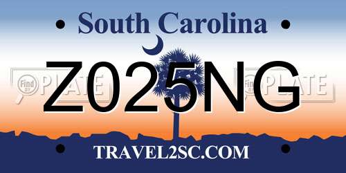 Z025NG South Carolina License Plate