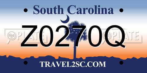 Z0270Q South Carolina License Plate