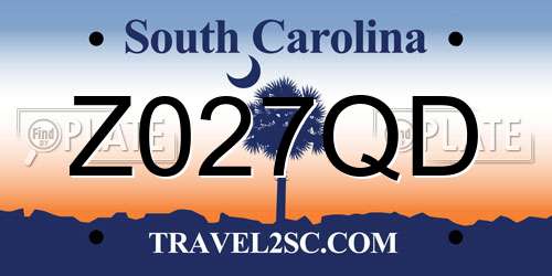 Z027QD South Carolina License Plate
