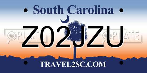 Z02JZU South Carolina License Plate