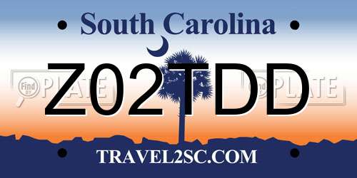 Z02TDD South Carolina License Plate