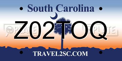 Z02TOQ South Carolina License Plate