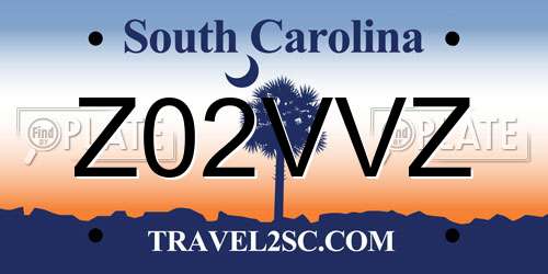Z02VVZ South Carolina License Plate