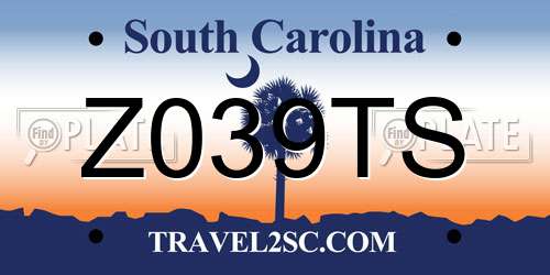 Z039TS South Carolina License Plate