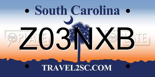 Z03NXB South Carolina License Plate