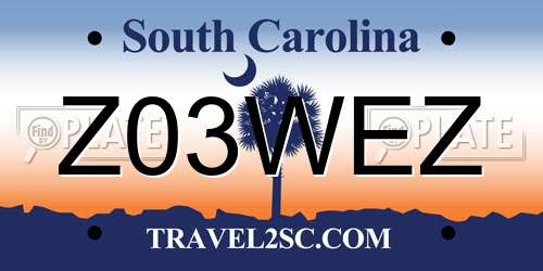 Z03WEZ South Carolina License Plate